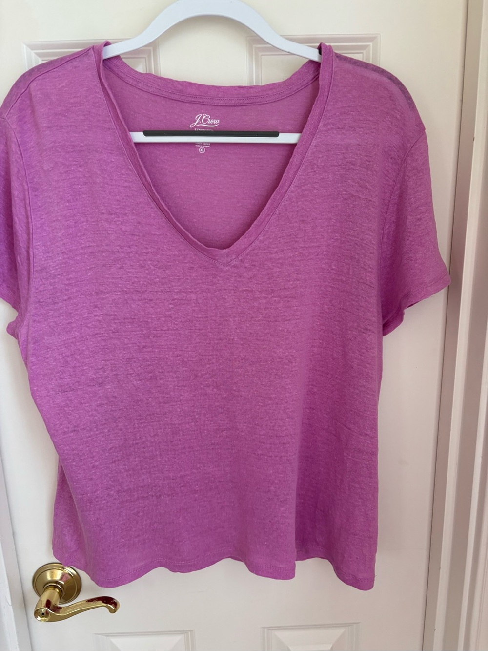 J. Crew Lilac Pink V-Neck Linen Short Sleeve Women's Tee